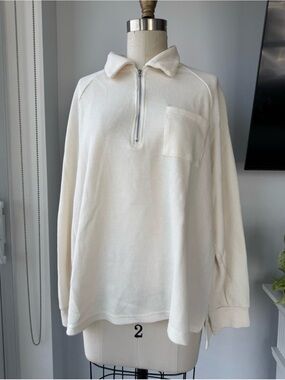 Women's Cream Half-Zip Waffle Knit Pullover